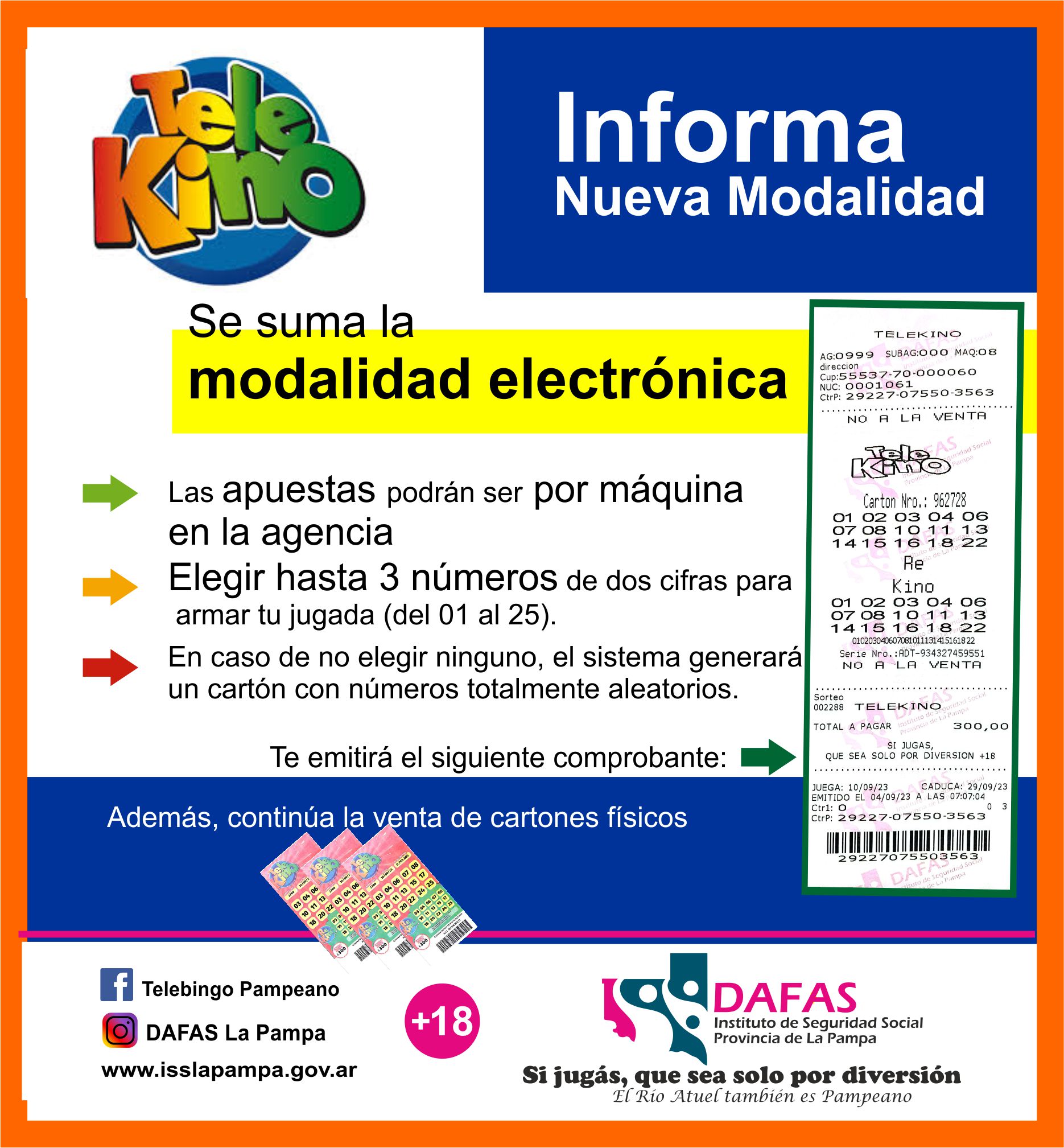 DAFAS PRESENTA NUEVA MODALIDAD PARA JUGAR TELEKINO - ISS - La Pampa 